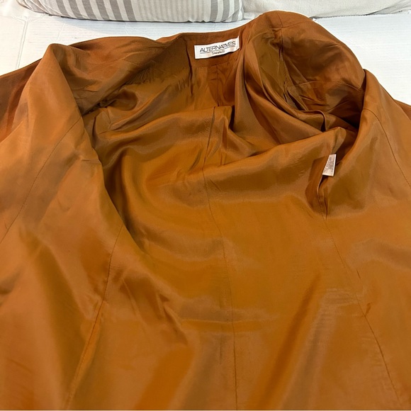 Vintage Alternatives by Tahari Silk Blend Collarless Jacket Blazer Brown Size 2 - Picture 7 of 14